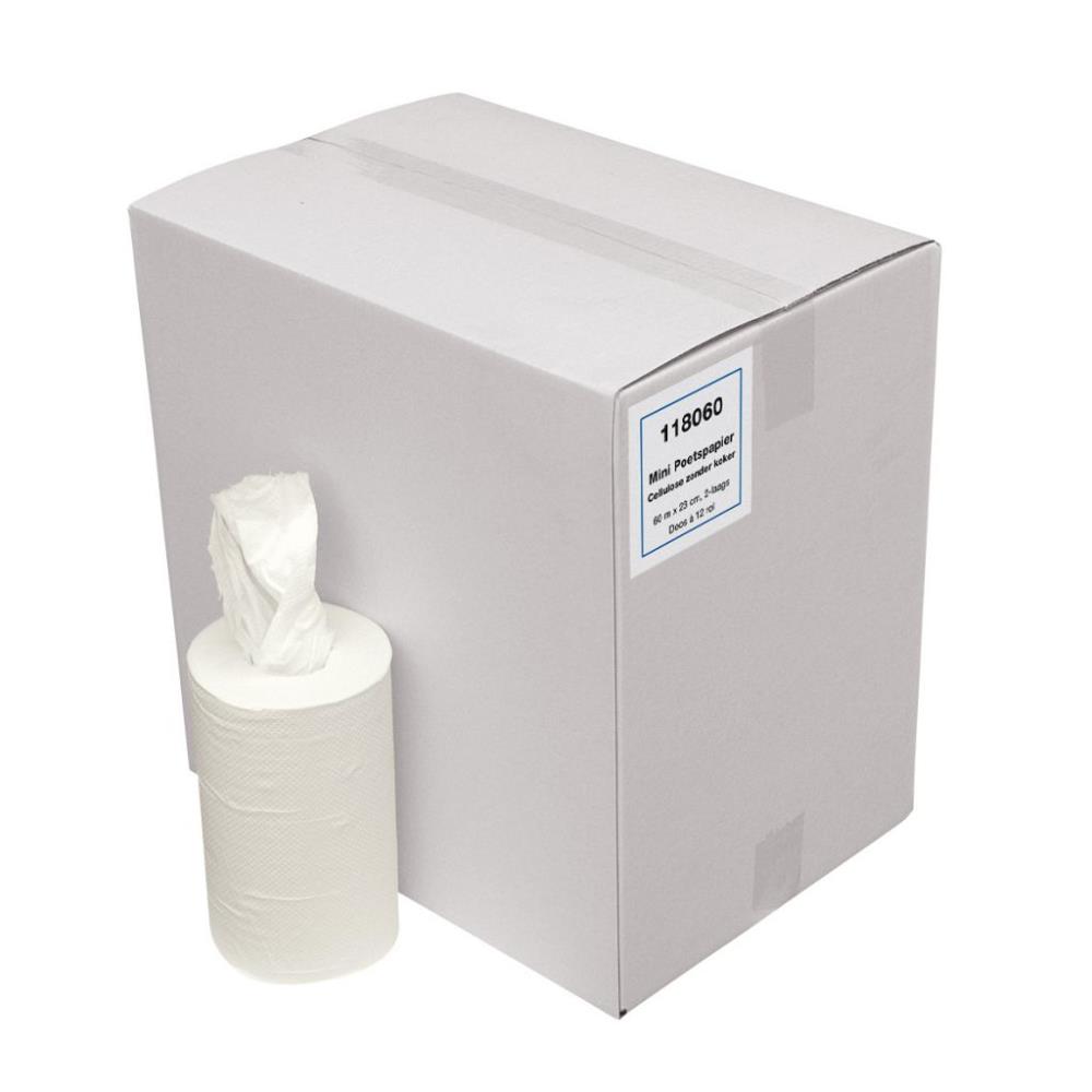 Euro mini rol 2-lgs wit Cellulose 12x60m.