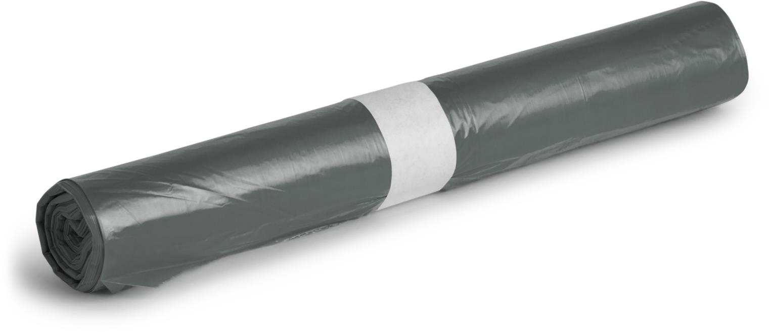 Afvalzak HDPE 60x80 23my (60L) grijs rol a 20 stuks 