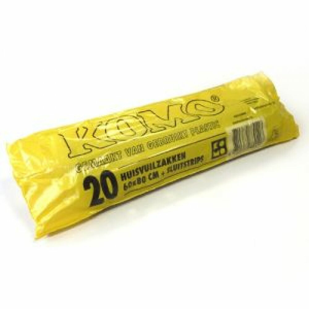 Afvalzak LDPE 60x80 52my KOMO (60L) grijs per rol á 20st.