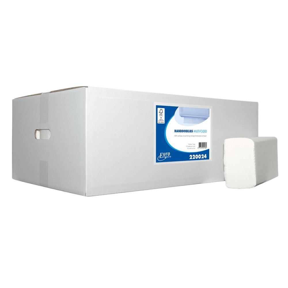 Multifolded handdoeken wit cellulose 2-lgs 24x20,6 25x150V