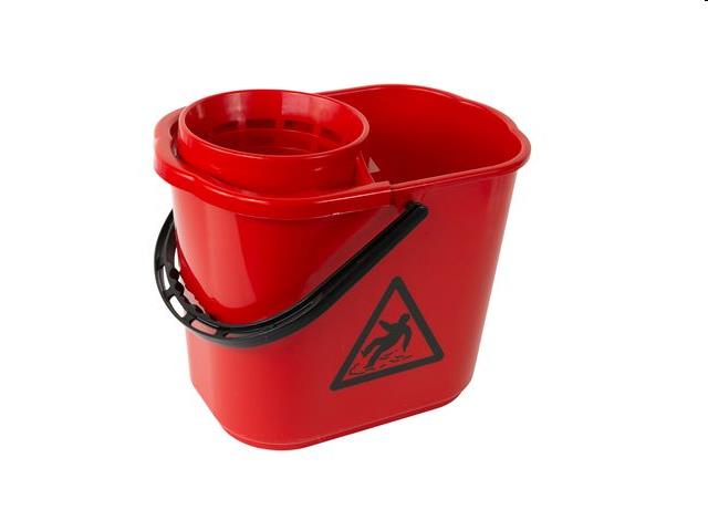 Spaanse mopemmer kunststof rood 12L incl. korf